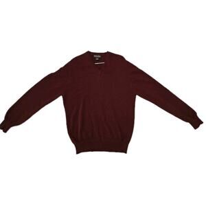 Brooks Brothers Sweater Burgundy V Neck Lightweight Sz M 3 Ply Italian Cashmere